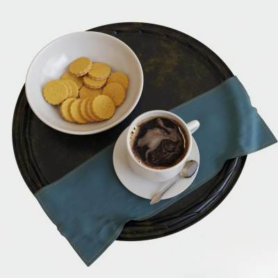 现代咖啡食物摆件组合